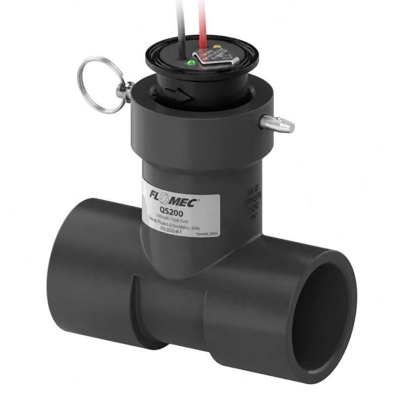 GPI Flomec QS200 Ultrasonic Flow Meter in 1″ PVC Tee Slip 0.22 to 33 GPM 150 PSI (QS20010)