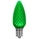 25 Pack C9 Green LED Superbrite Holiday Christmas Faceted Bulb
