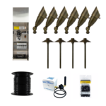 Brilliance Bronze Diamond 10 Piece LED Landscape Lighting Kit, Bronze Brass Finish, Wi-Fi Smart Socket, 100' 12 Wire Reel, & 20 Wire Connectors (BRI-KIT-BZ-10)