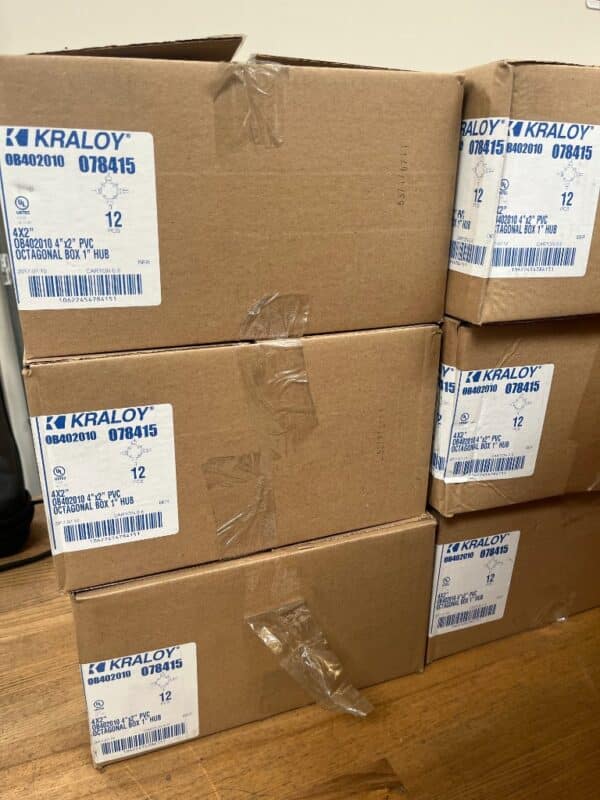 Kraloy OB402010 4x2 PVC Octagonal Junction Box with 1 inch Hub (078415)