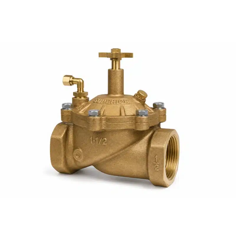 Superior 100 Series 1-1/2" brass normally open hydraulic in-line valve (100150)