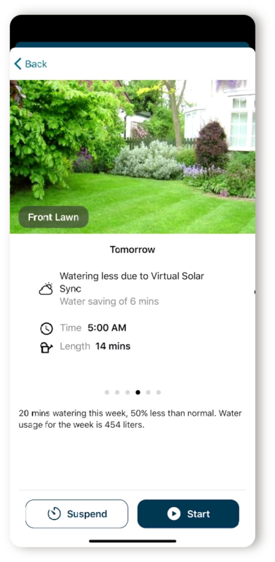 Hydrawise app Tomorrow screen — Predictive Watering for board visibility
