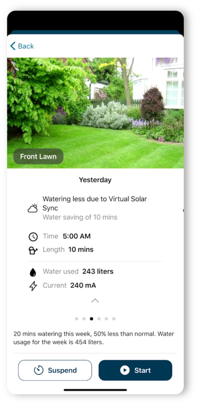 Hydrawise app Yesterday history for association documentation
