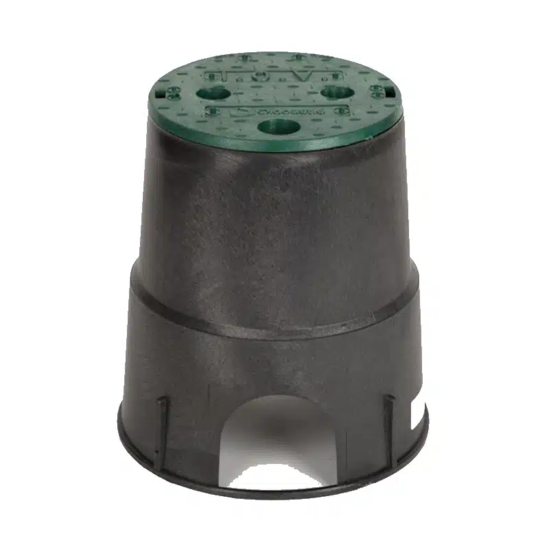 Oldcastle Precast 708 Carson 6 in Black Round Valve Box with Green Lid (07081102)