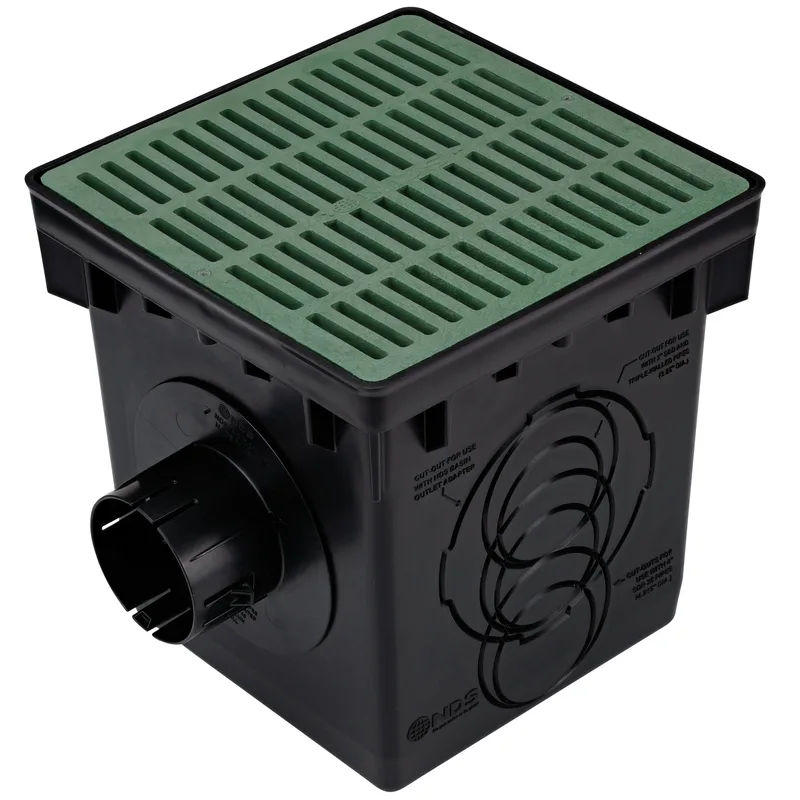 NDS 12" Square Catch Basin Kit, 2-Outlet Green (1200GRKIT)