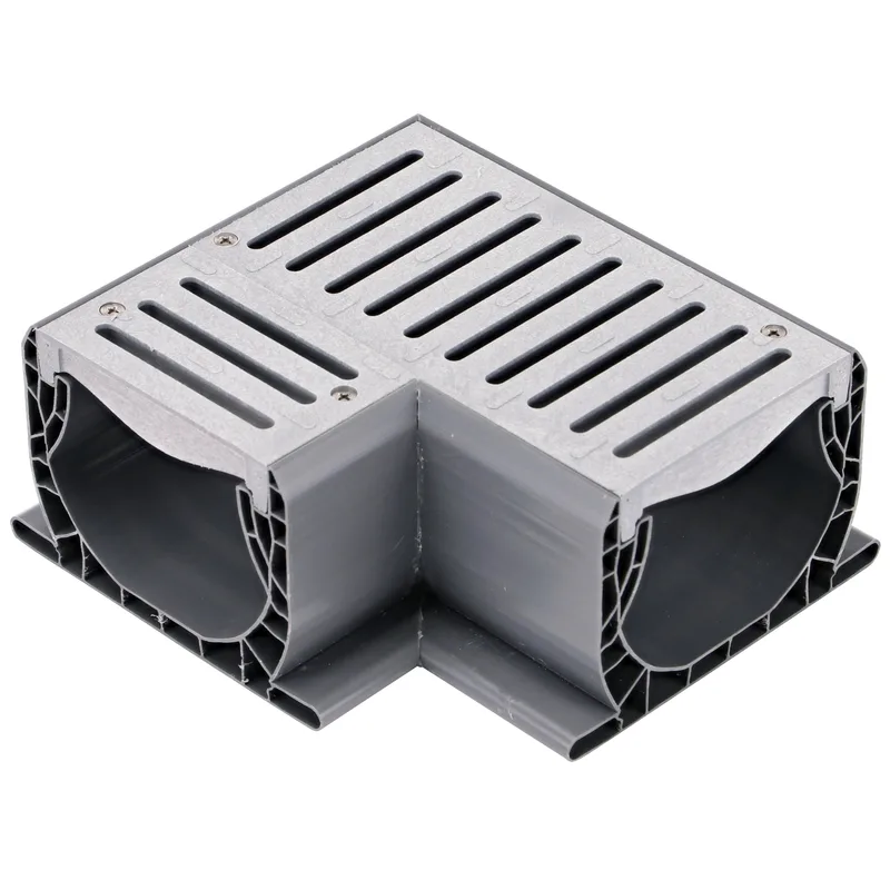 NDS Spee-D 90° Elbow Channel Drain w/ Gray Grate (2381)