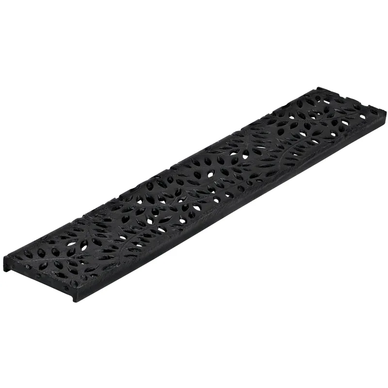 NDS Spee-D Channel 2' x 4-1/8" Rectangular Drain Grate, Black Botanical Cast Iron (252CI)