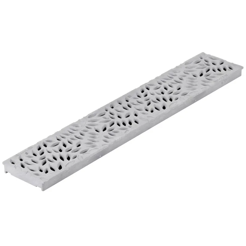 NDS 24" Rectangular HDPE Gray Decorative Botanical Channel Grate | NDS252GY