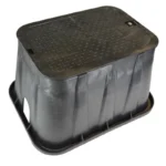 NDS 21-1/8" x 15-3/4" x 12-1/4" Rectangular HDPE Black/Green Valve Box and Overlapping Cover | NDB313BC