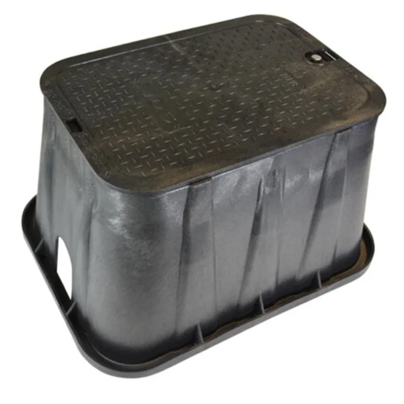 NDS 21-1/8" x 15-3/4" x 12-1/4" Rectangular HDPE Black/Green Valve Box and Overlapping Cover | NDB313BC