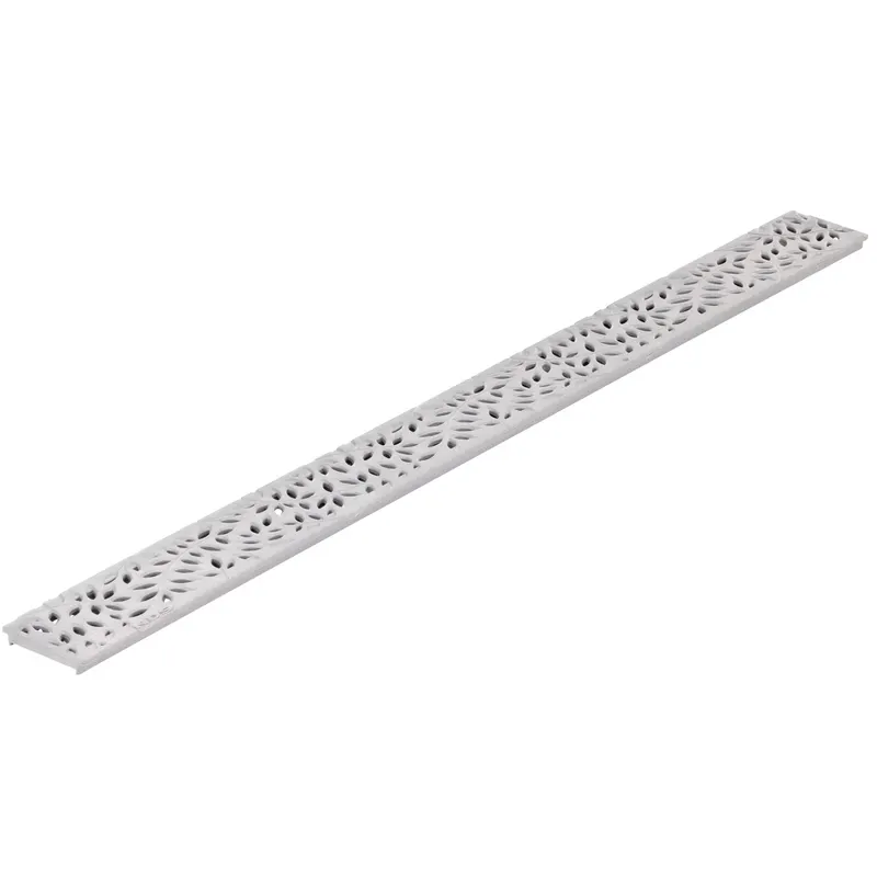 554GY.webp NDS Mini Channel 3' Rectangular Drain Grate, Gray Botanical (554GY)