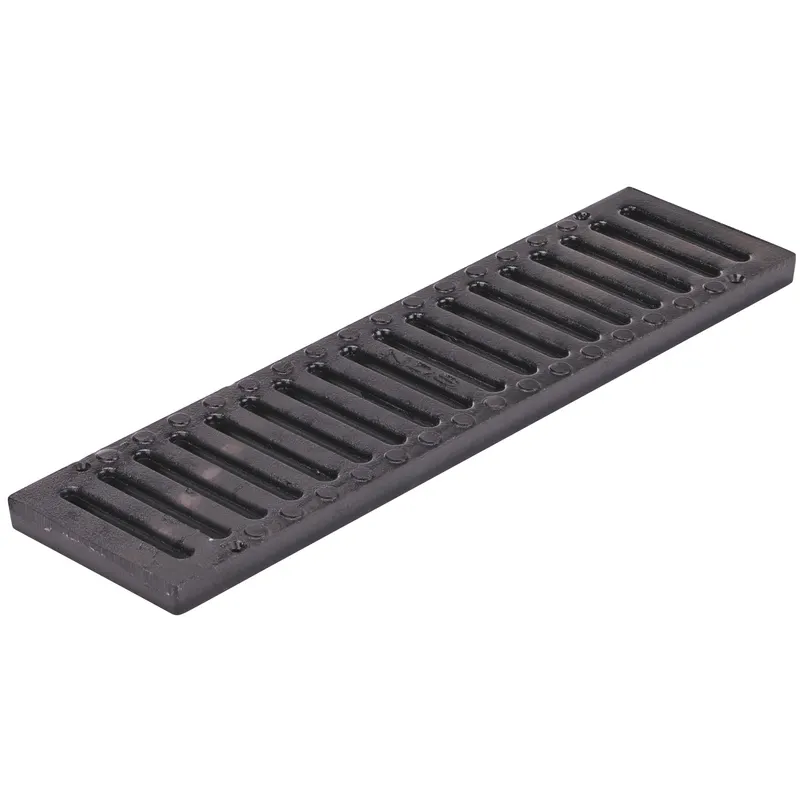 NDS Pro 5-1/4" x 19-11/16" Rectangular Channel Drain Grate, Black Ductile Iron (823)