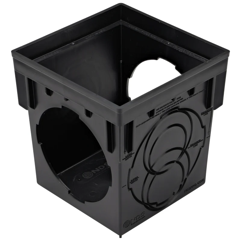 NDS 9 in Square Catch Basin with 2 Openings - Black (900)