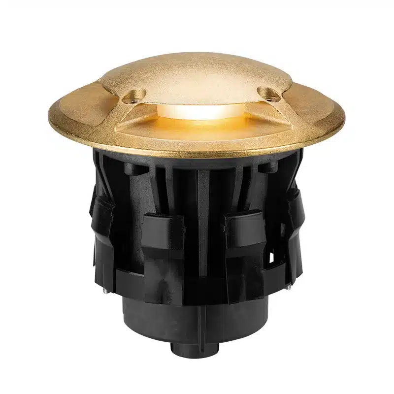 FX Luminaire Terra TG-61 ground wash in-grade light, no lamp, natural brass faceplate
