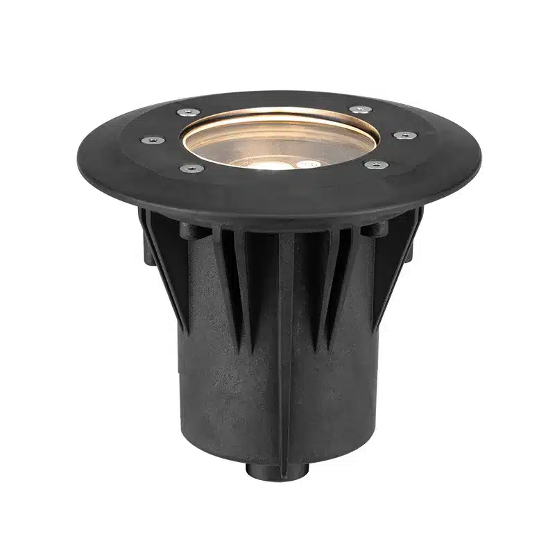 FX Luminaire Terra TN-61 in-grade well light with composite ring and clear lens, black composite