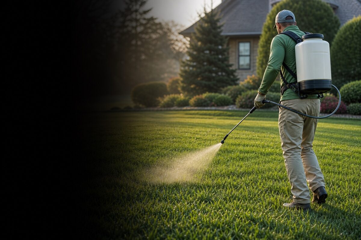 Plant growth regulator spray applied to manicured turf