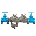 Febco LF860 lead-free reduced pressure zone assembly, 3 inch flanged, NRS gate valves and SentryPlus flood sensor