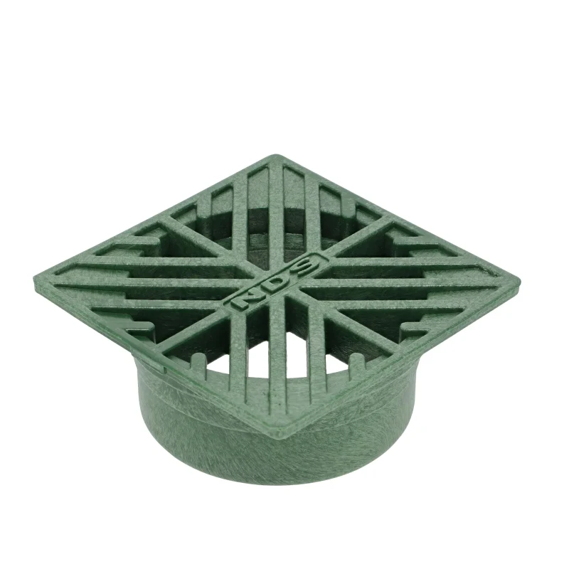 NDS 4 in. Square Grate, Connects to 3 in. Drain Pipes and Fittings, Green Plastic (1)