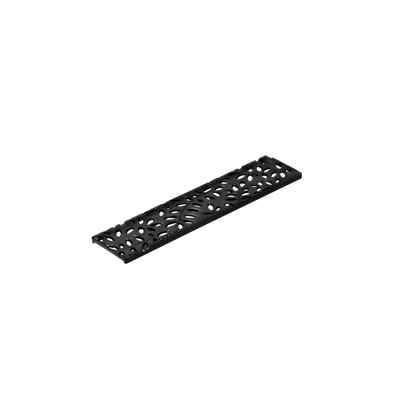 NDS Mini™ Channel Drain Grate, 2-3/4 in. wide X 1 ft. long, Decorative Botanical Design, Cast Iron (554CI)