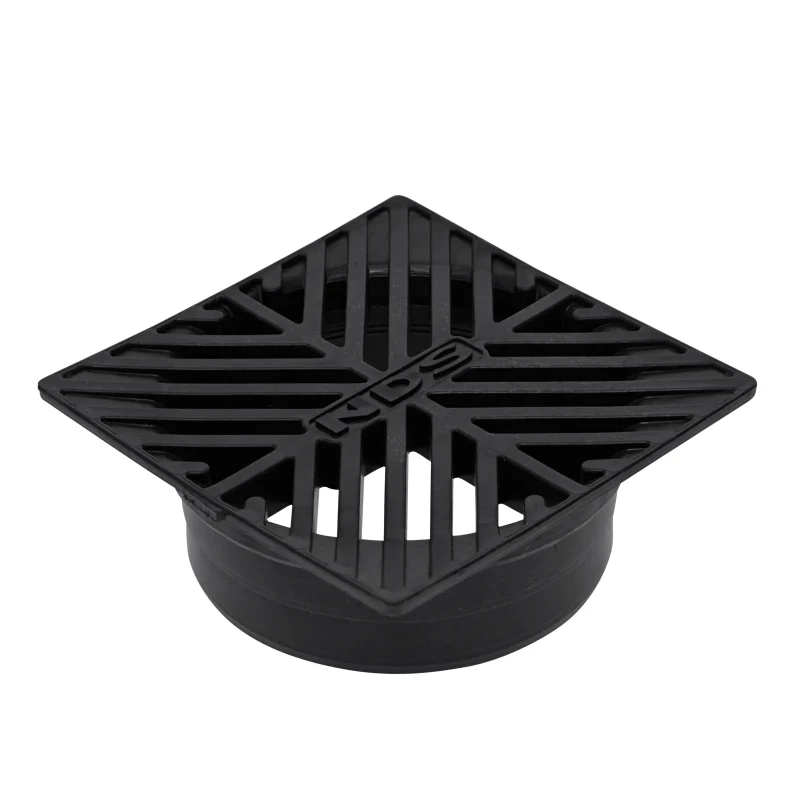 NDS 5 in. Square Grate, Connects to 4 in. Drain Pipes and Fittings, Black Plastic (8)
