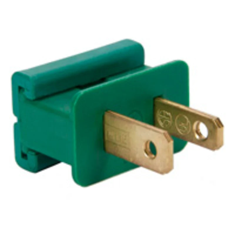 Green male slide-on plug for outdoor holiday light wire