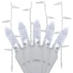 Pure white LED icicle lights with white wire