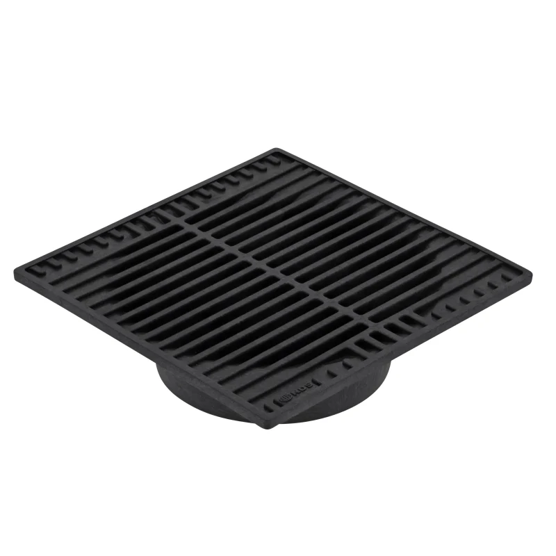 NDS 9 in. Square Grate, Connects to 6 in. Spee-D® Basin, 6 in. Drain Pipes and Fittings, Black Plastic (970)