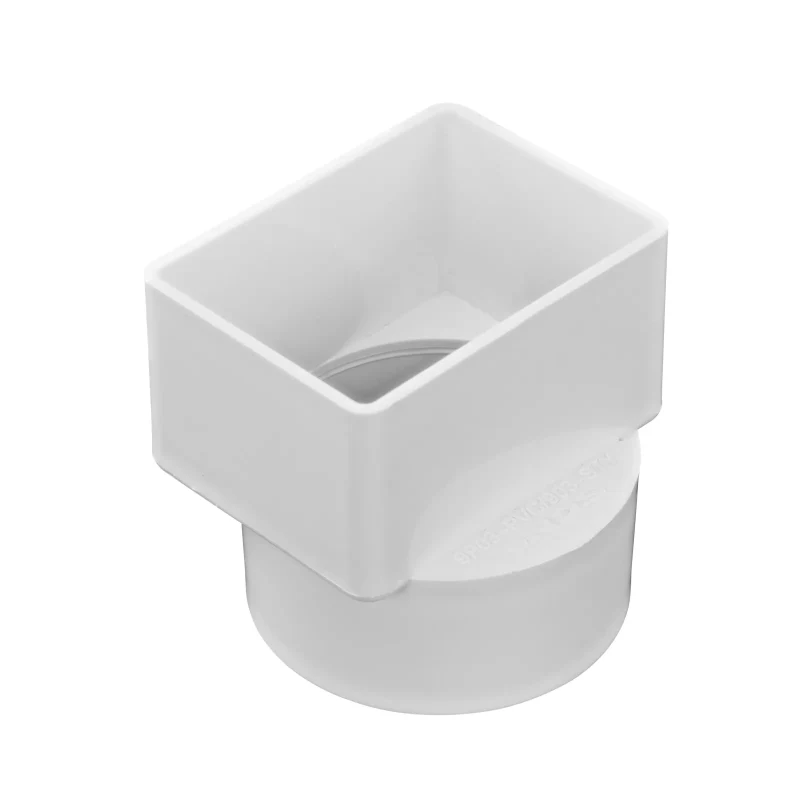 NDS PVC Offset Downspout Adapter, 2X3 in. Downspout X 3 in. S&D Hub (9P03)