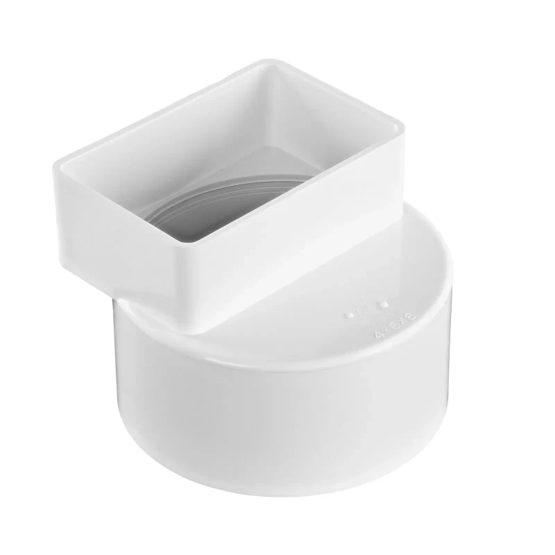 NDS PVC Offset Downspout Adapter, 4X6 in. Downspout X 6 in. S&D Hub (9P10)