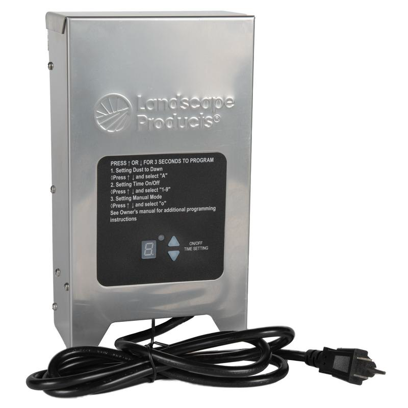 Landscape Products LP-TR1 Multi-Tap Stainless Steel LED Lighting Transformer with Timer and Photocell