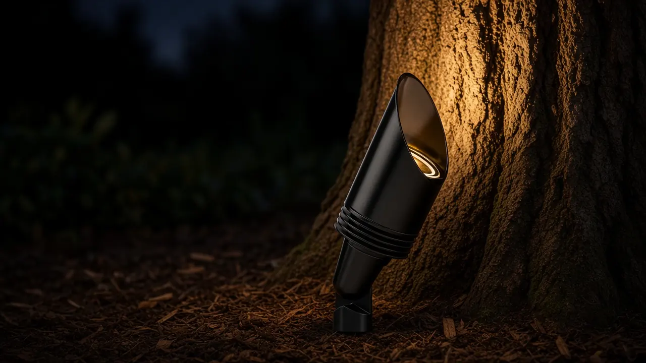FX Luminaire NP up light aimed at a tree trunk